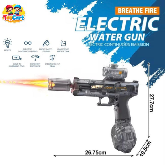 Electric Water Gun for Holi - 350ml Large Capacity Drum Magazine - Automatic Rechargeable Battery & LED Lights - High Pressure Pichkari for Kids & Adults