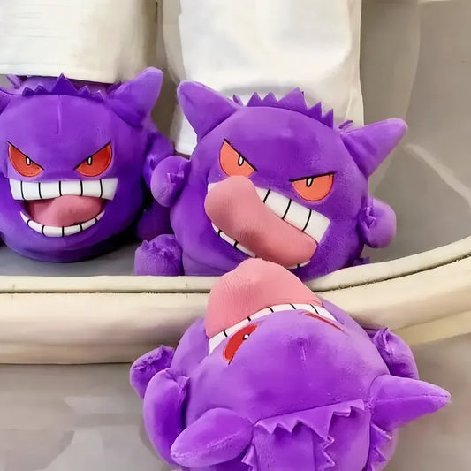 2026 New Pokemon Gengar Slippers Funny Tongue Out Design Soft Sole Cute Cozy Winter Warm Indoor Couple Home Slippers Toy